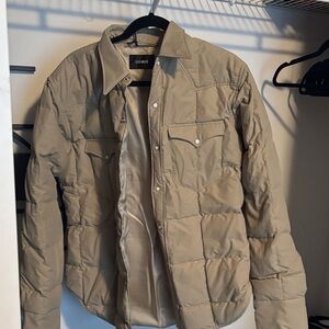 Buck Mason Men's Tan Puffer Shirt Jacket